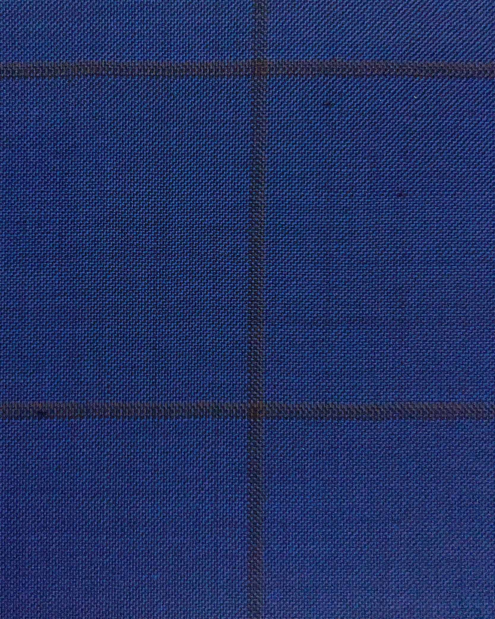 Westwood Hart Online Custom Hand Tailor Suits Sportcoats Trousers Waistcoats Overcoats Royal Blue With Mocha Brown Windowpane Design