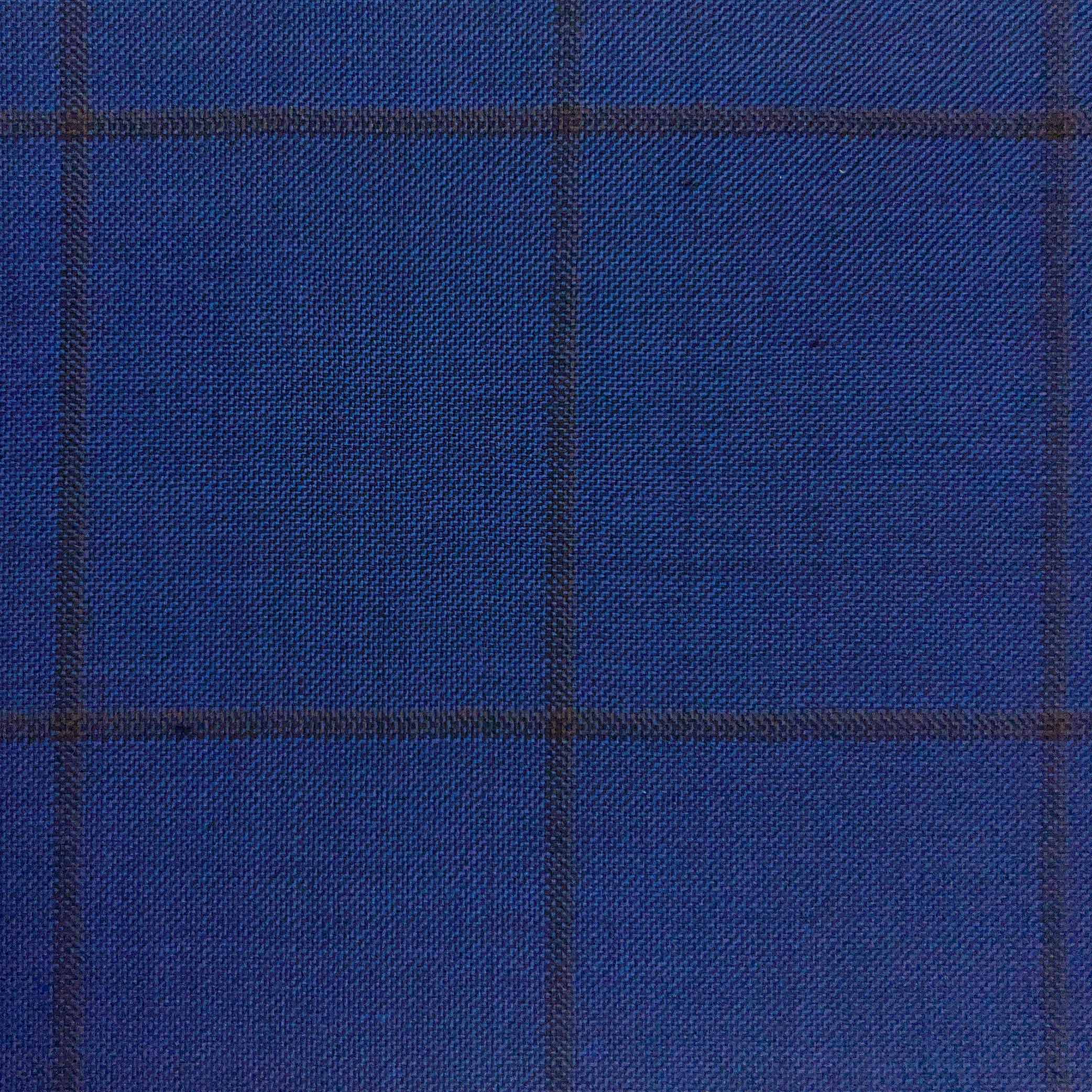 Westwood Hart Online Custom Hand Tailor Suits Sportcoats Trousers Waistcoats Overcoats Royal Blue With Mocha Brown Windowpane Design