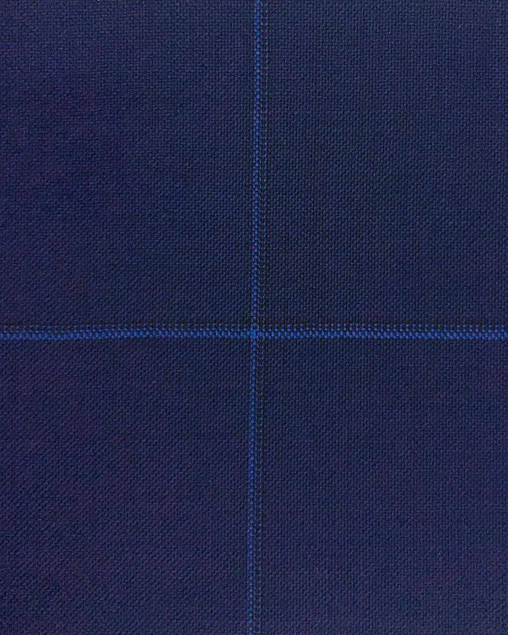 Westwood Hart Online Custom Hand Tailor Suits Sportcoats Trousers Waistcoats Overcoats Navy Blue W/ Royal Blue Windowpane Design