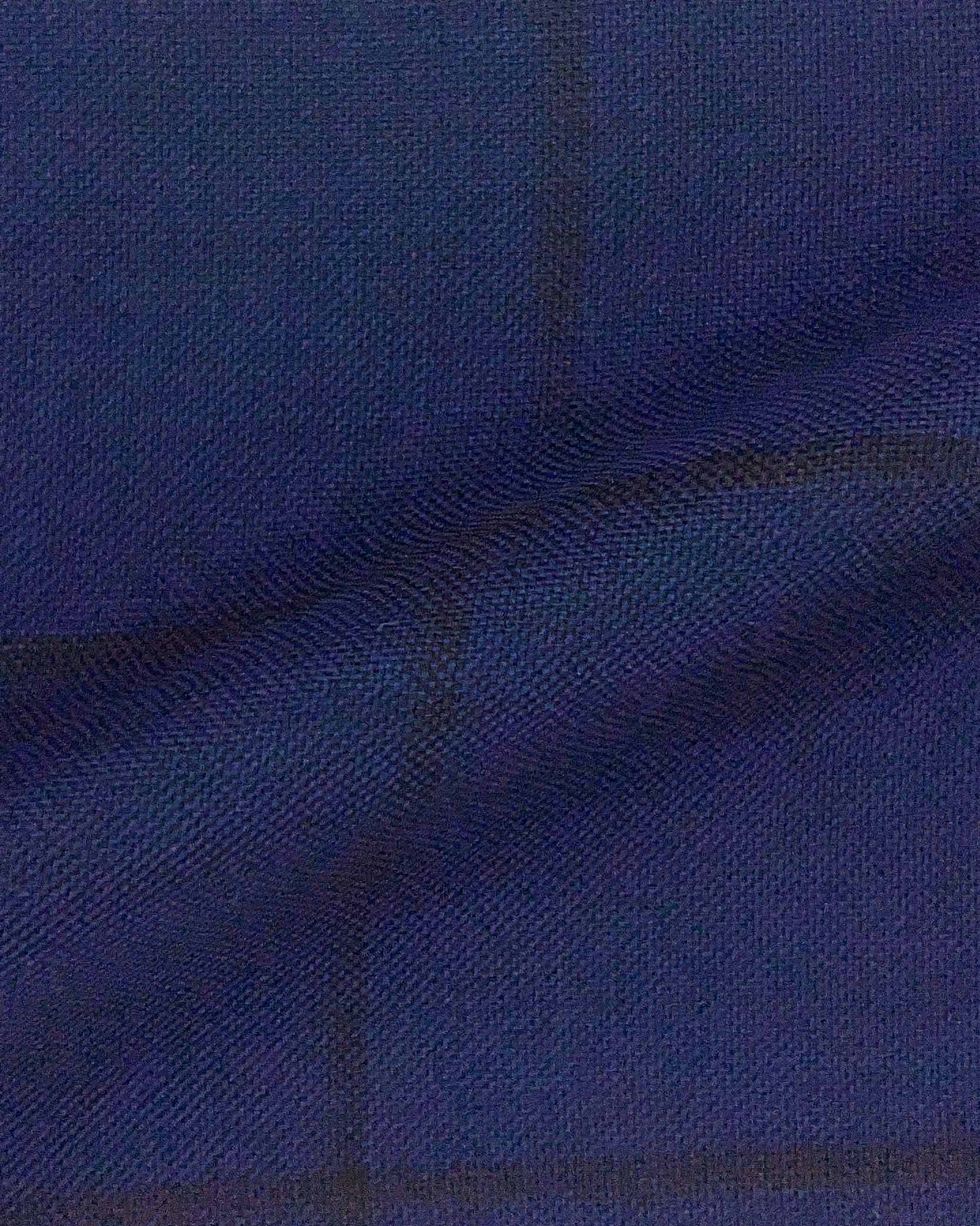 Westwood Hart Online Custom Hand Tailor Suits Sportcoats Trousers Waistcoats Overcoats Navy Blue With Black Windowpane Design