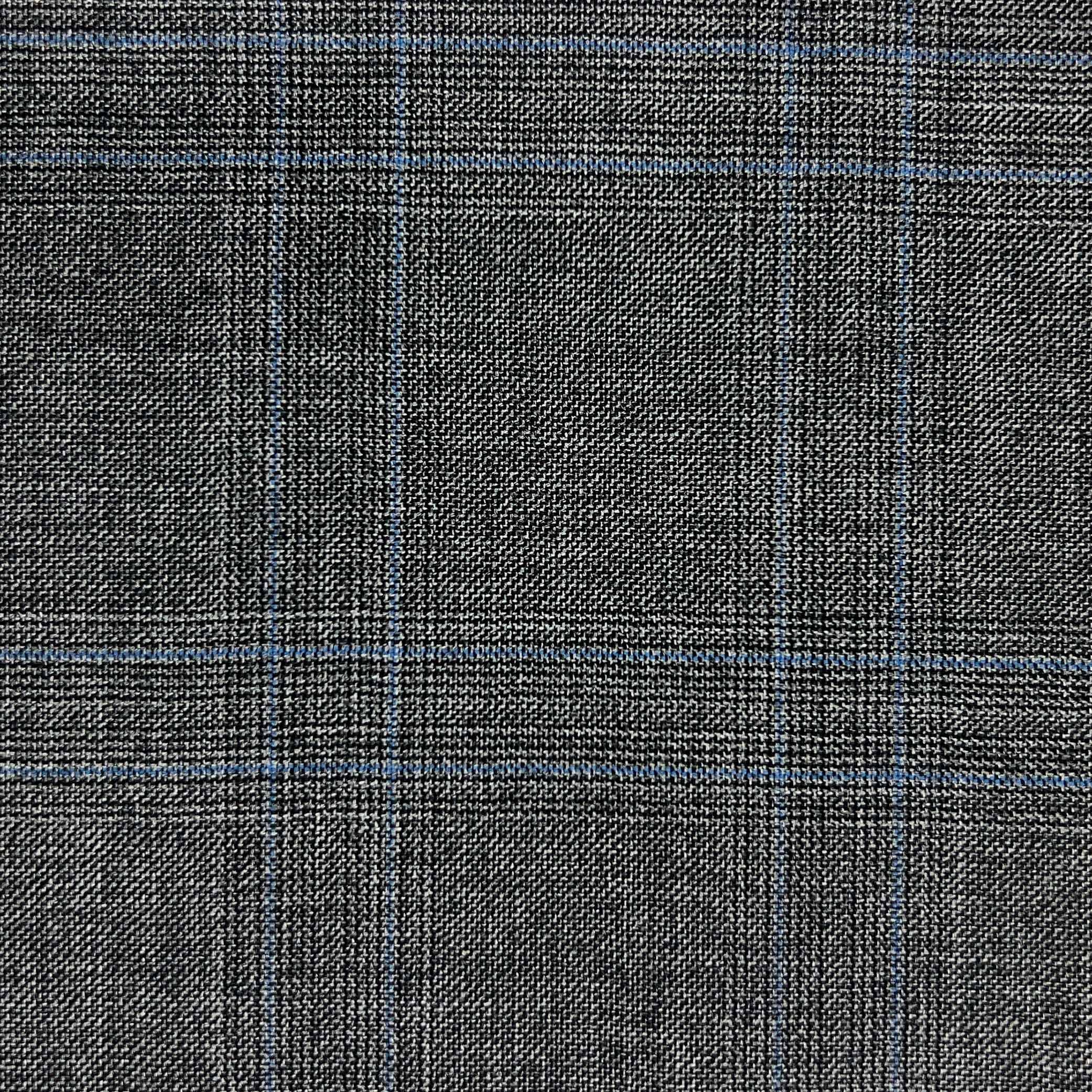 Westwood Hart Online Custom Hand Tailor Suits Sportcoats Trousers Waistcoats Overcoats Medium Grey With Azure Blue Plaid