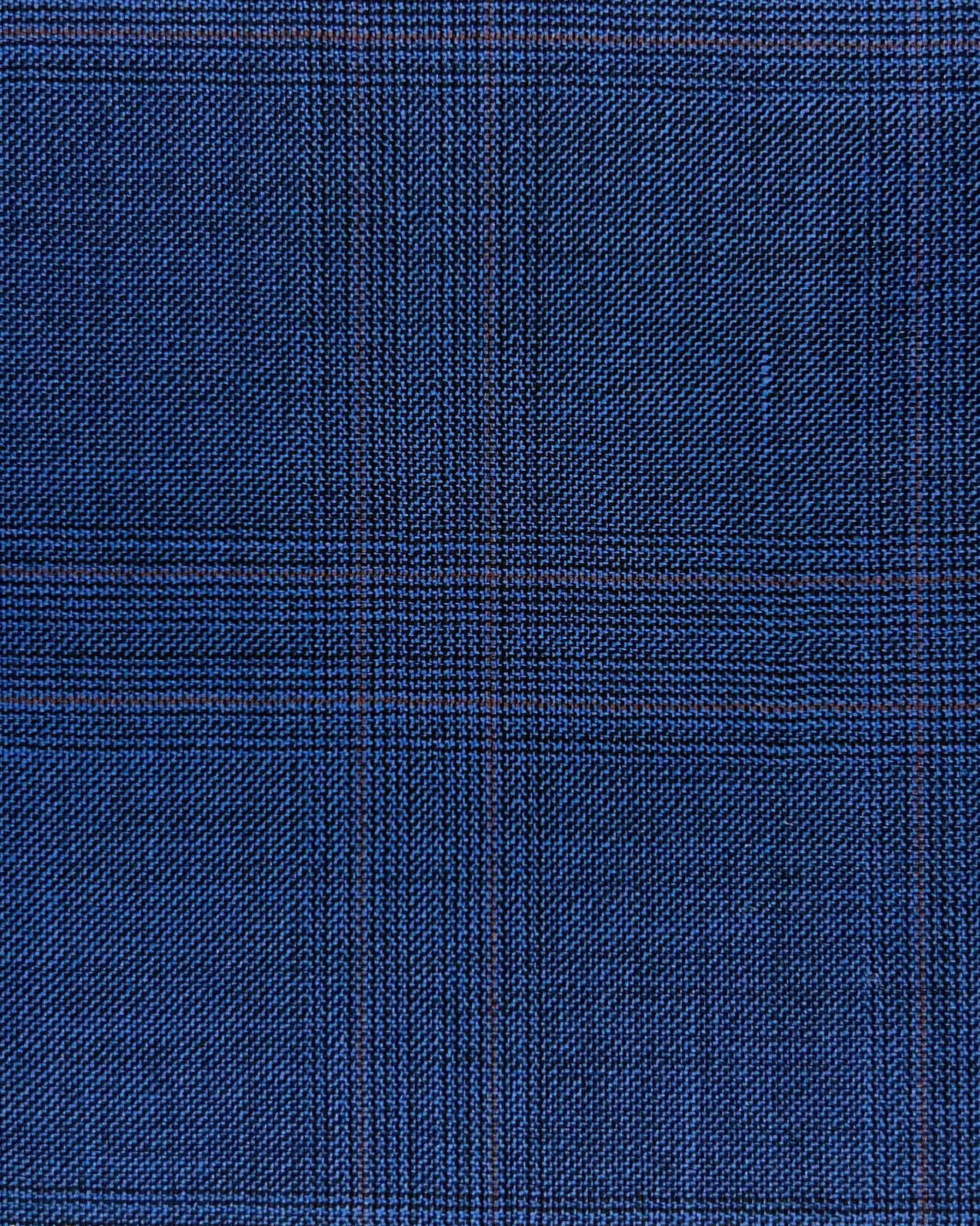 Westwood Hart Online Custom Hand Tailor Suits Sportcoats Trousers Waistcoats Overcoats Royal Blue With Rust Plaid