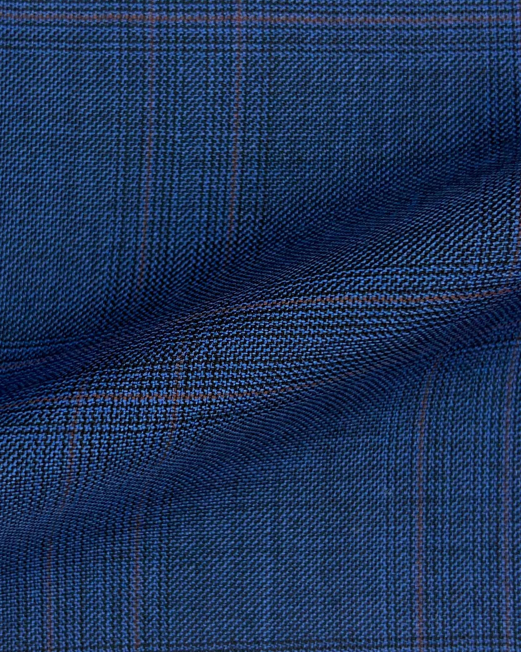 Westwood Hart Online Custom Hand Tailor Suits Sportcoats Trousers Waistcoats Overcoats Royal Blue With Rust Plaid