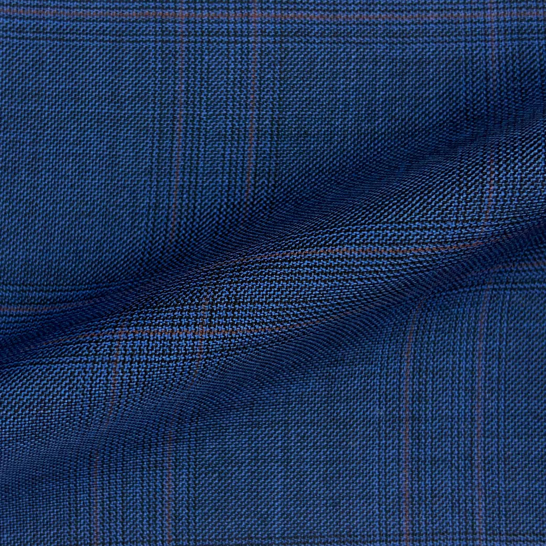 Westwood Hart Online Custom Hand Tailor Suits Sportcoats Trousers Waistcoats Overcoats Royal Blue With Rust Plaid