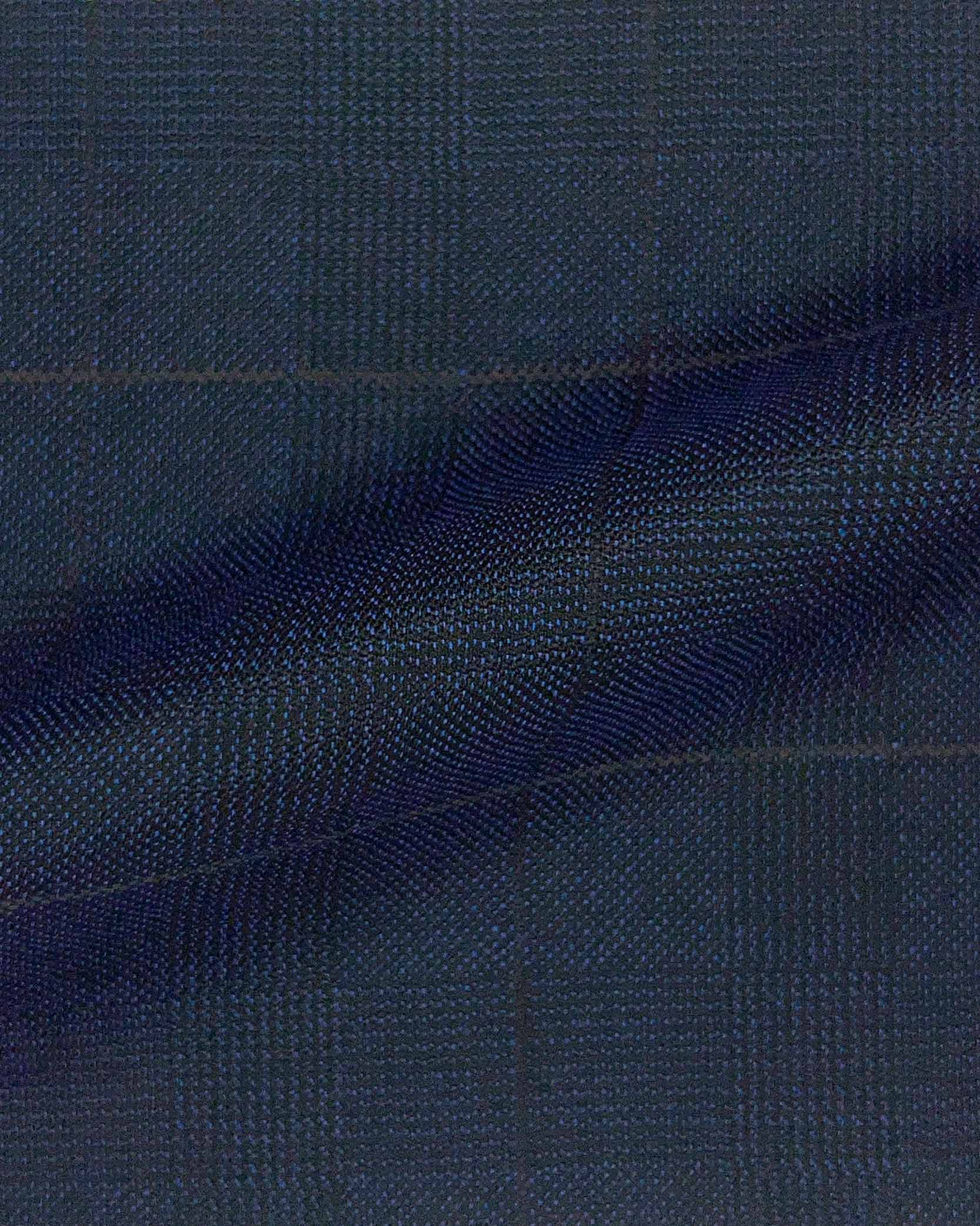 Westwood Hart Online Custom Hand Tailor Suits Sportcoats Trousers Waistcoats Overcoats Midnight Navy Black WINDOWPANE PRINCE OF WALES GLEN PLAID Design