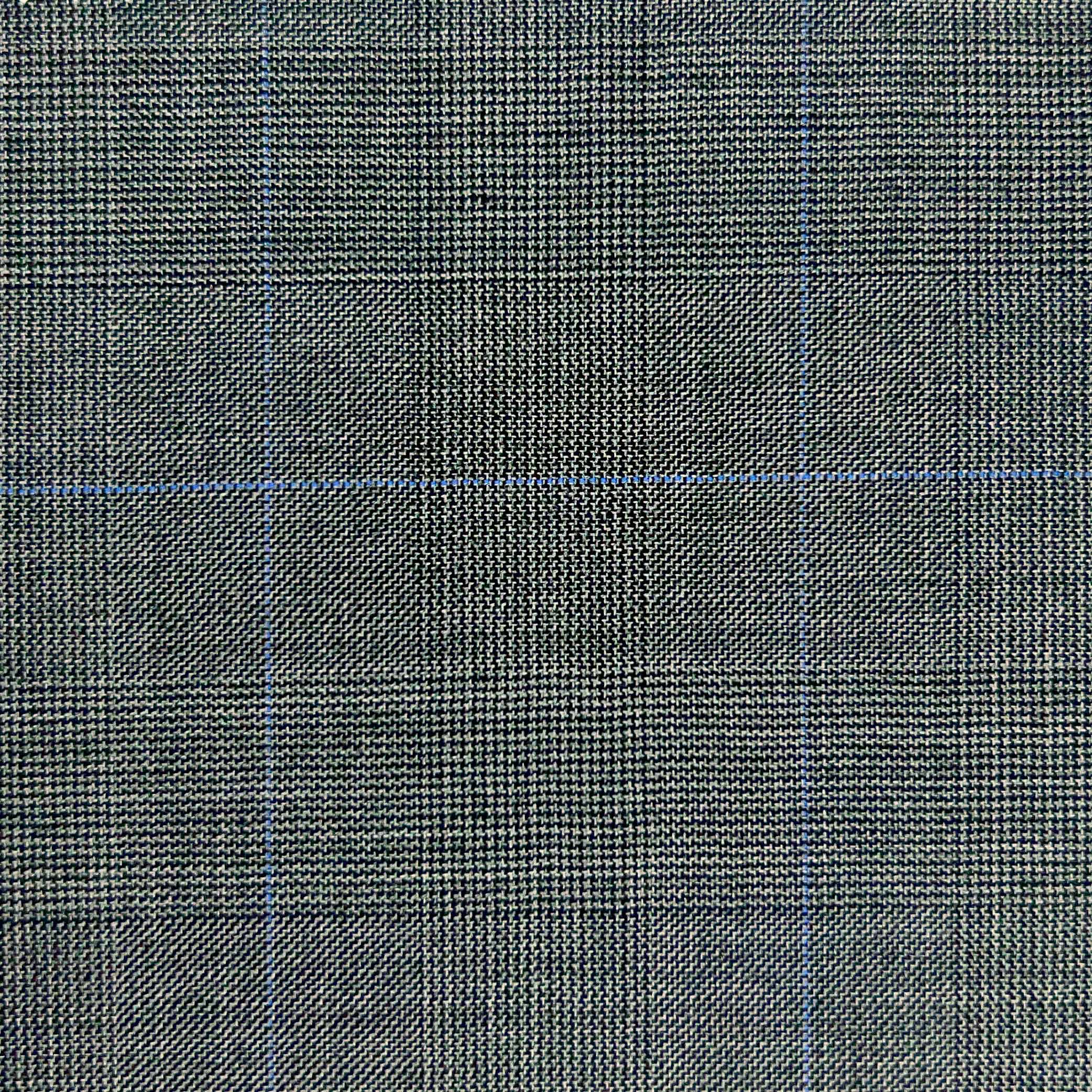 Westwood Hart Online Custom Hand Tailor Suits Sportcoats Trousers Waistcoats Overcoats Grey Fine Sky Blue WINDOWPANE PRINCE OF WALES GLEN PLAID Design