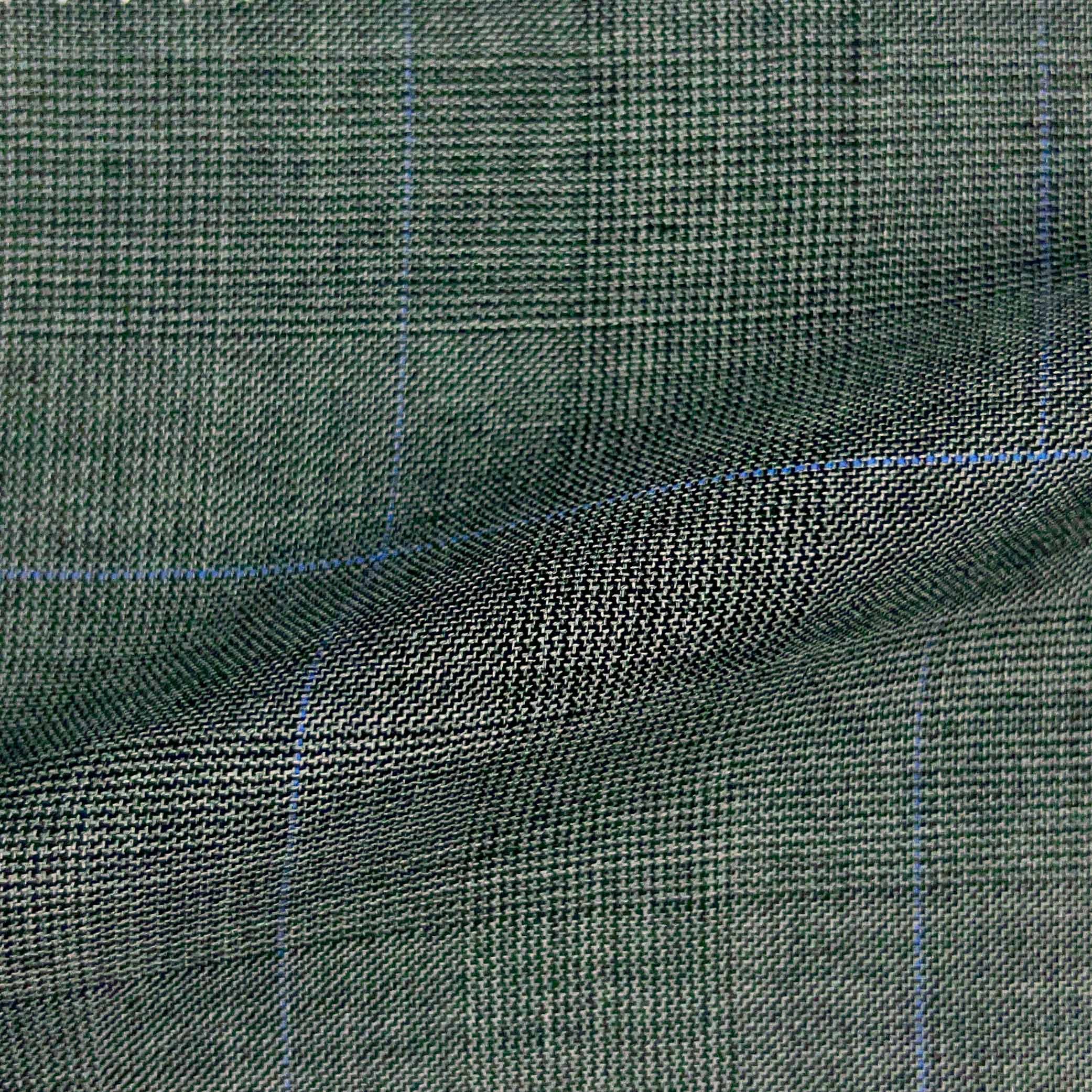 Westwood Hart Online Custom Hand Tailor Suits Sportcoats Trousers Waistcoats Overcoats Grey Fine Sky Blue WINDOWPANE PRINCE OF WALES GLEN PLAID Design