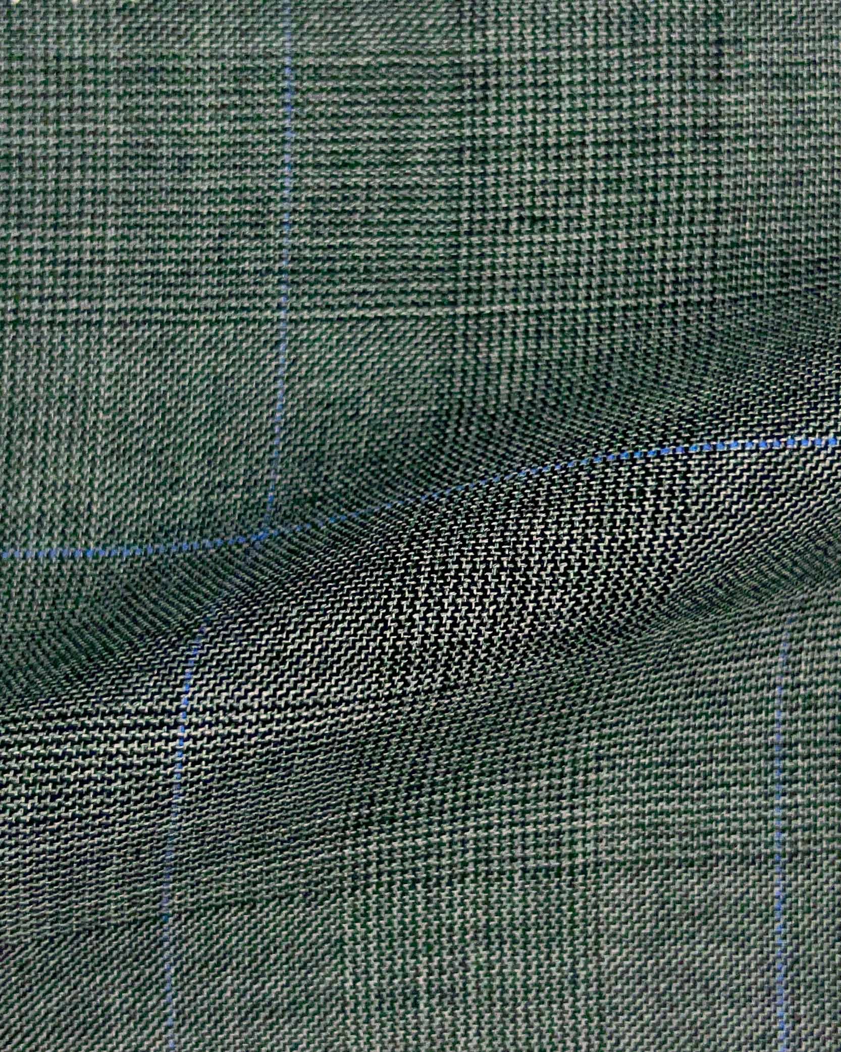 Westwood Hart Online Custom Hand Tailor Suits Sportcoats Trousers Waistcoats Overcoats Grey Fine Sky Blue WINDOWPANE PRINCE OF WALES GLEN PLAID Design
