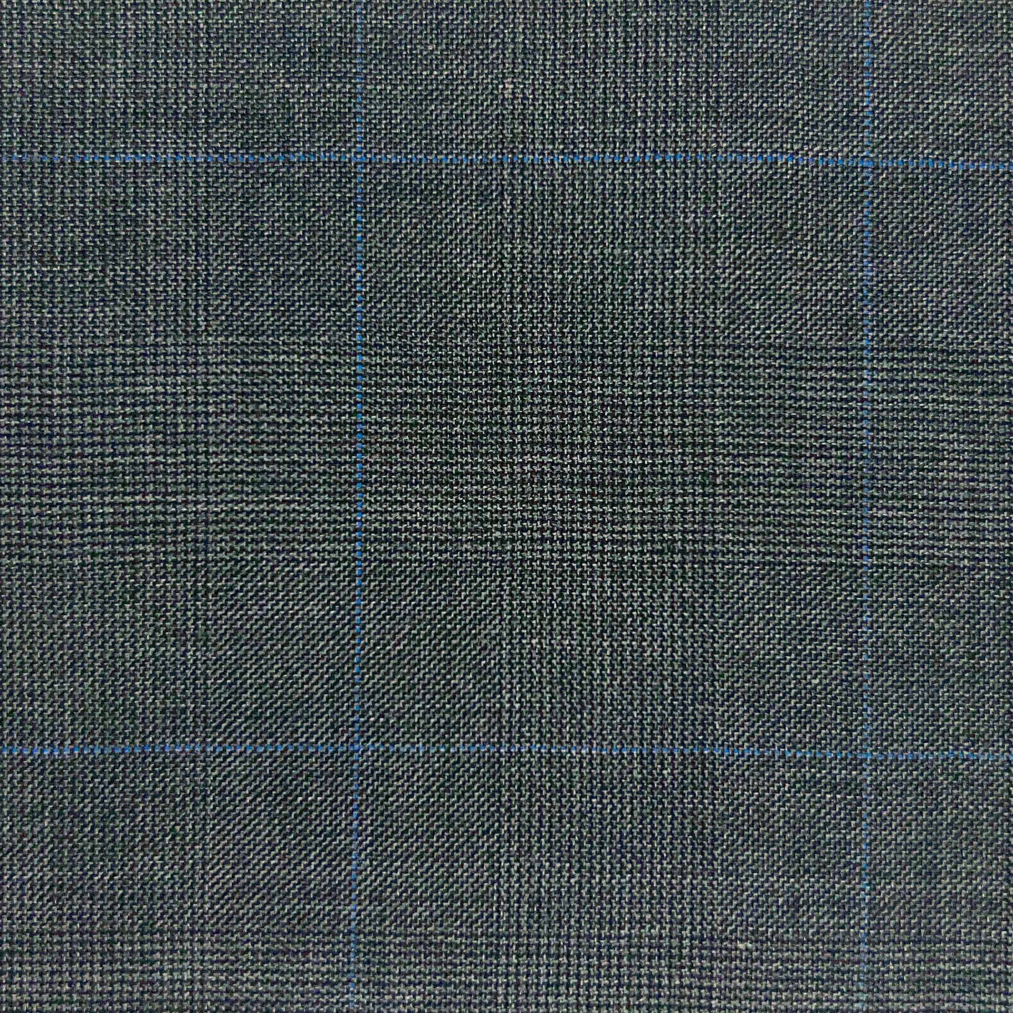 Westwood Hart Online Custom Hand Tailor Suits Sportcoats Trousers Waistcoats Overcoats CHARCOAL Grey Fine Sky Blue WINDOWPANE PRINCE OF WALES GLEN PLAID Design