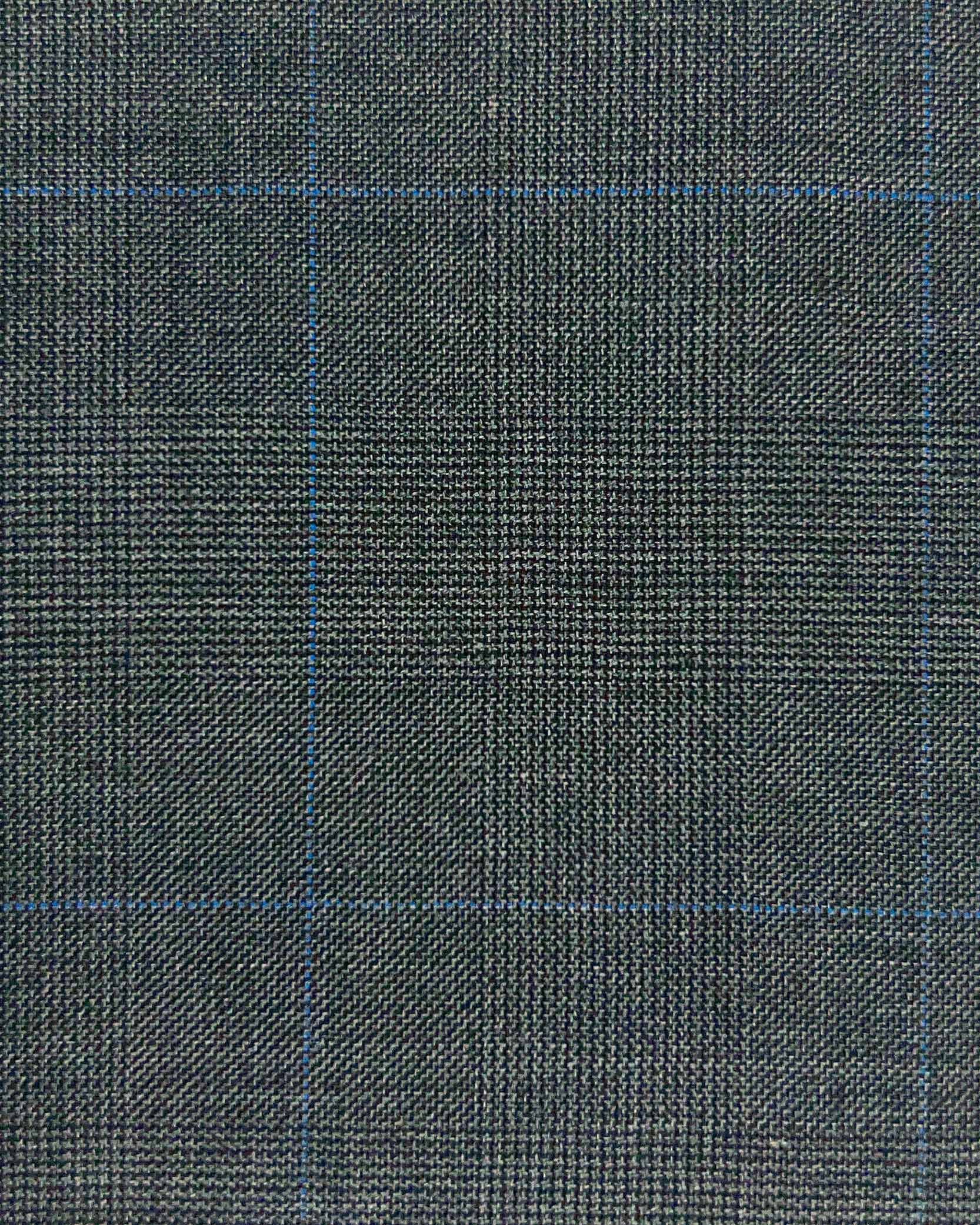 Westwood Hart Online Custom Hand Tailor Suits Sportcoats Trousers Waistcoats Overcoats CHARCOAL Grey Fine Sky Blue WINDOWPANE PRINCE OF WALES GLEN PLAID Design