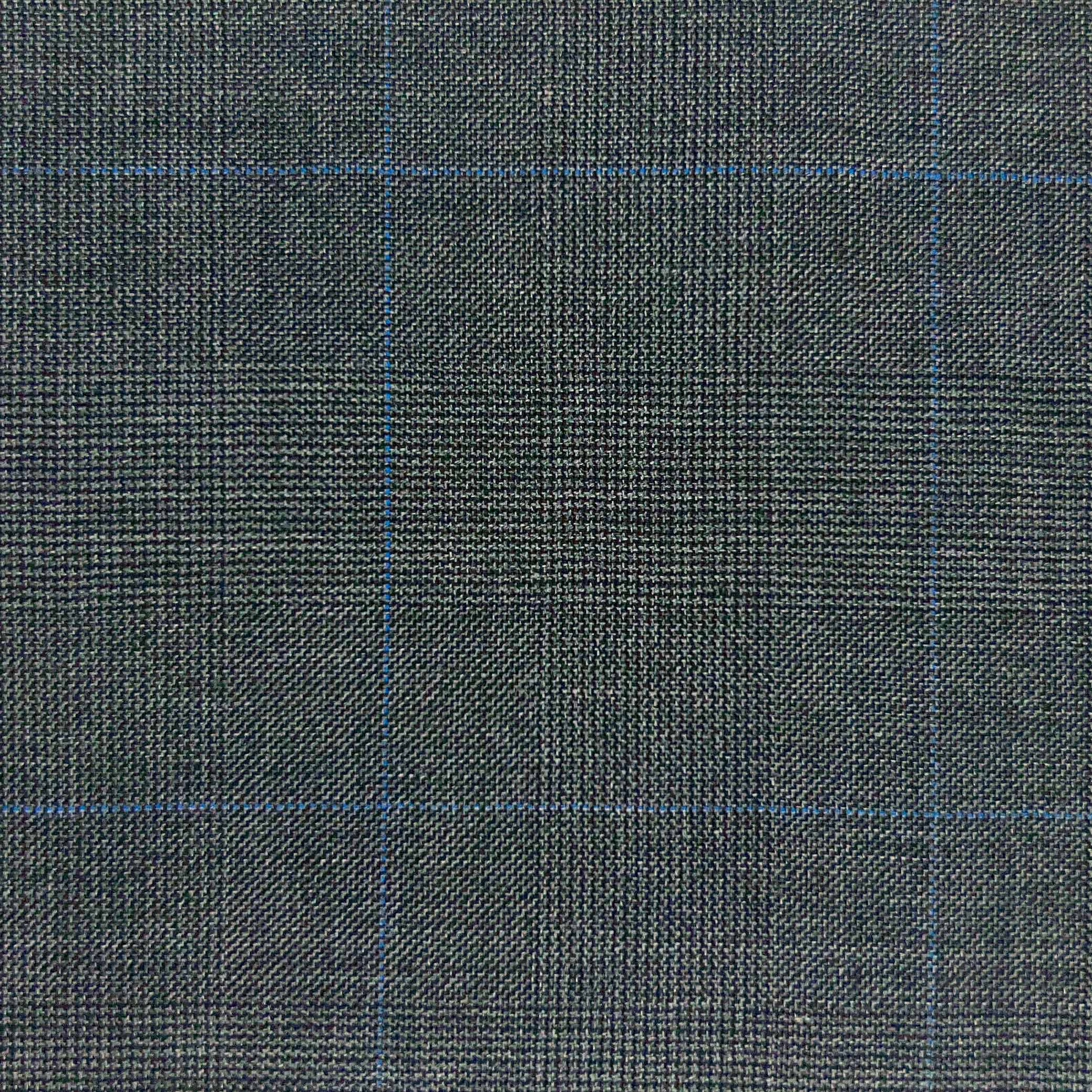 Westwood Hart Online Custom Hand Tailor Suits Sportcoats Trousers Waistcoats Overcoats CHARCOAL Grey Fine Sky Blue WINDOWPANE PRINCE OF WALES GLEN PLAID Design