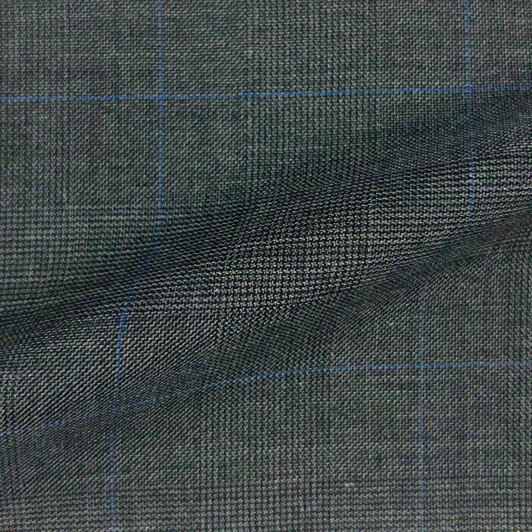 Westwood Hart Online Custom Hand Tailor Suits Sportcoats Trousers Waistcoats Overcoats CHARCOAL Grey Fine Sky Blue WINDOWPANE PRINCE OF WALES GLEN PLAID Design