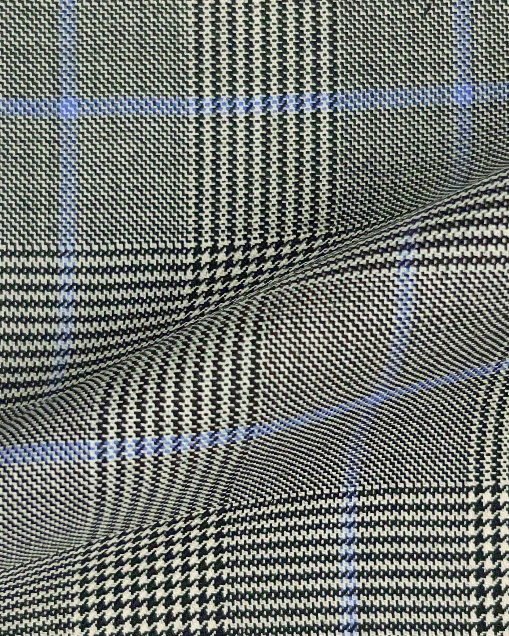 Westwood Hart Online Custom Hand Tailor Suits Sportcoats Trousers Waistcoats Overcoats Grey Sky Blue WINDOWPANE PRINCE OF WALES GLEN PLAID Design