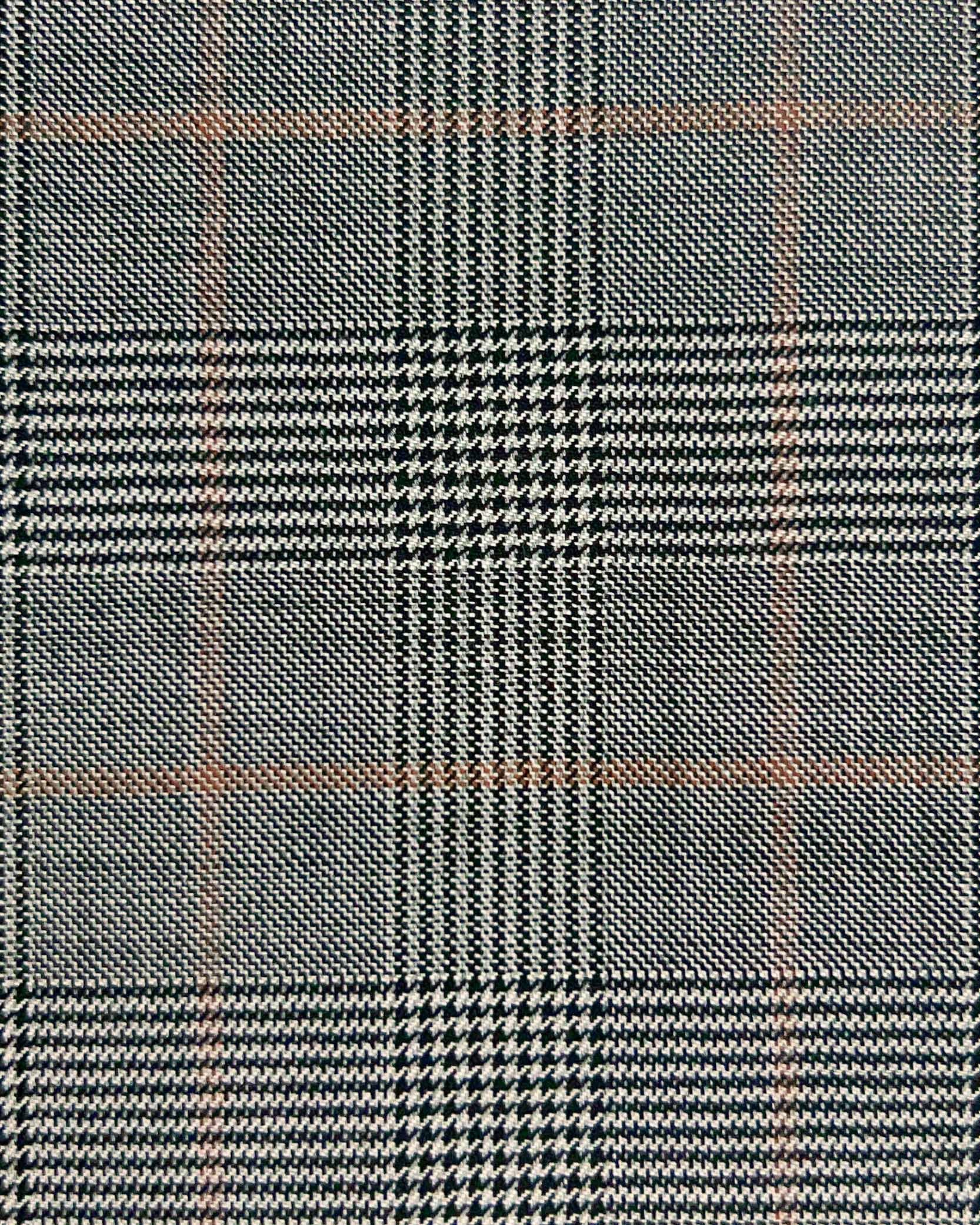 Westwood Hart Online Custom Hand Tailor Suits Sportcoats Trousers Waistcoats Overcoats Grey Rustic Orange WINDOWPANE PRINCE OF WALES GLEN PLAID Design