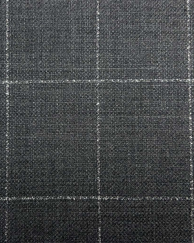 Westwood Hart Online Custom Hand Tailor Suits Sportcoats Trousers Waistcoats Overcoats Made To Measure Formalwear Tuxedo Dark Grey Windowpane With Comfort Stretch