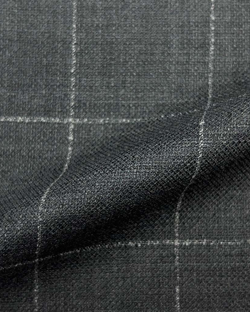Westwood Hart Online Custom Hand Tailor Suits Sportcoats Trousers Waistcoats Overcoats Made To Measure Formalwear Tuxedo Dark Grey Windowpane With Comfort Stretch