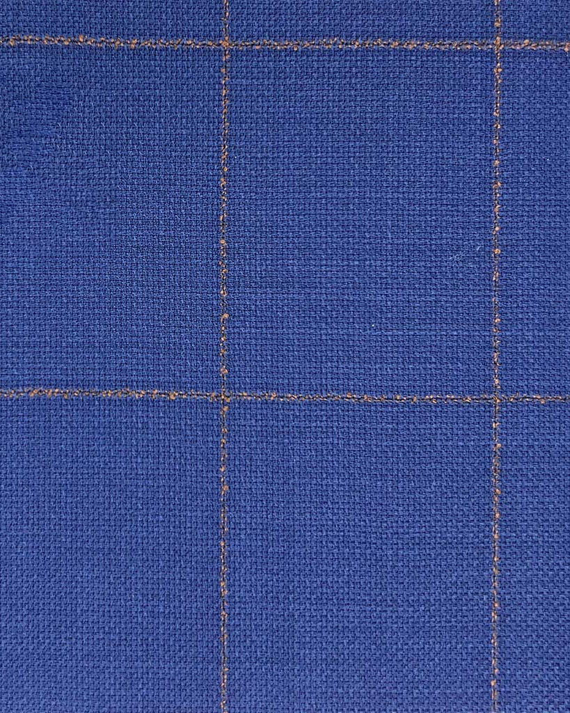 Westwood Hart Online Custom Hand Tailor Suits Sportcoats Trousers Waistcoats Overcoats Made To Measure Formalwear Tuxedo Royal Blue With Orange Windowpane With Comfort Stretch