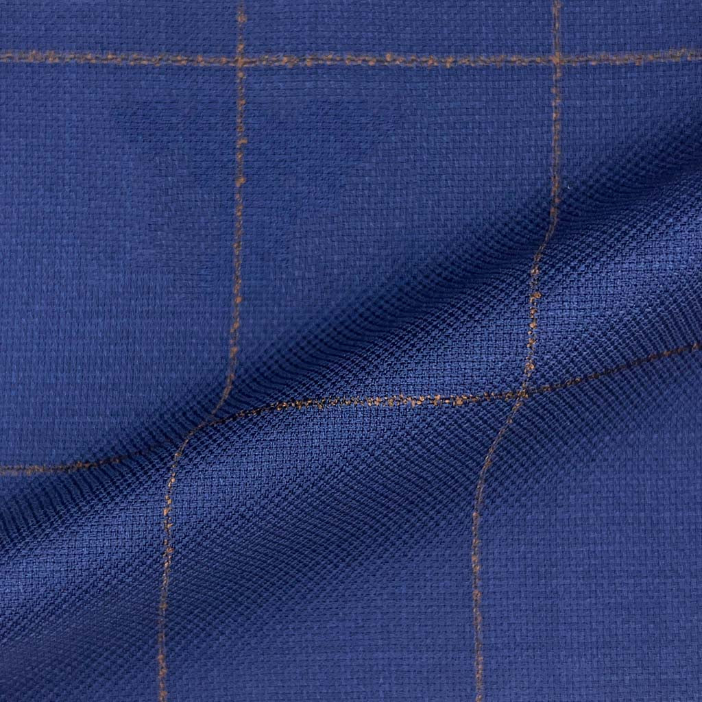 Westwood Hart Online Custom Hand Tailor Suits Sportcoats Trousers Waistcoats Overcoats Made To Measure Formalwear Tuxedo Royal Blue With Orange Windowpane With Comfort Stretch