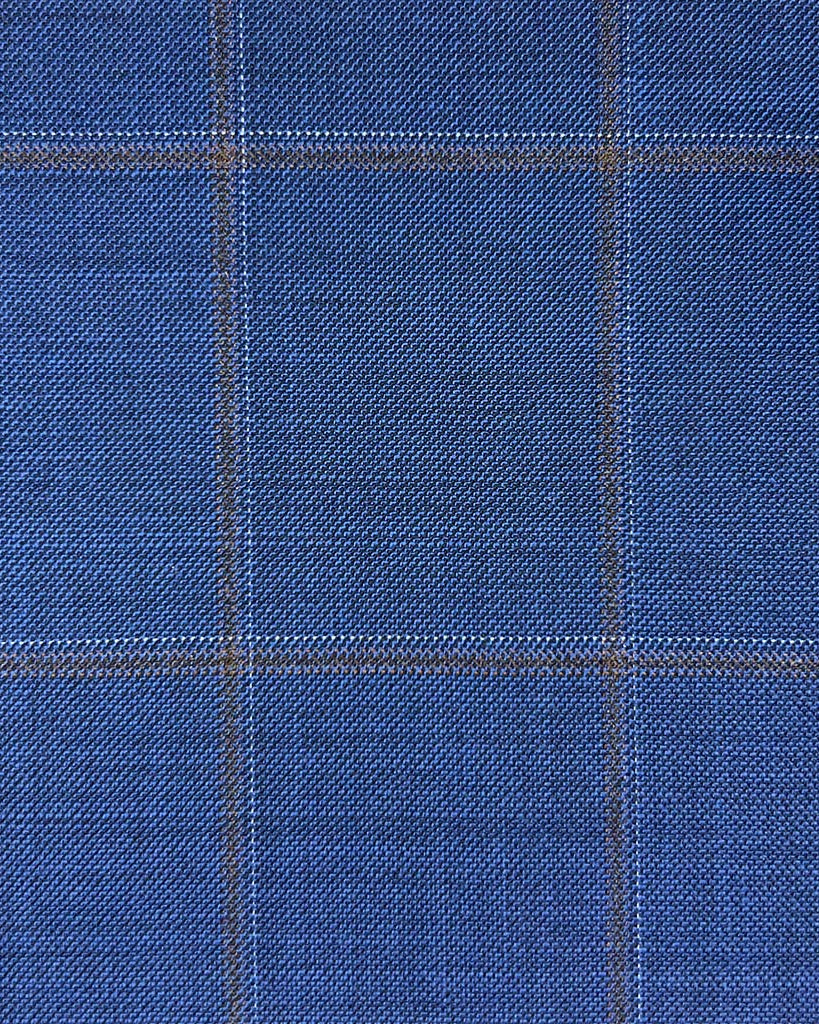 Westwood Hart Online Custom Hand Tailor Suits Sportcoats Trousers Waistcoats Overcoats Made To Measure Formalwear Tuxedo Aegean Blue Windowpane With Comfort Stretch