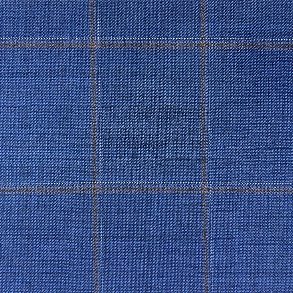 Westwood Hart Online Custom Hand Tailor Suits Sportcoats Trousers Waistcoats Overcoats Made To Measure Formalwear Tuxedo Aegean Blue Windowpane With Comfort Stretch