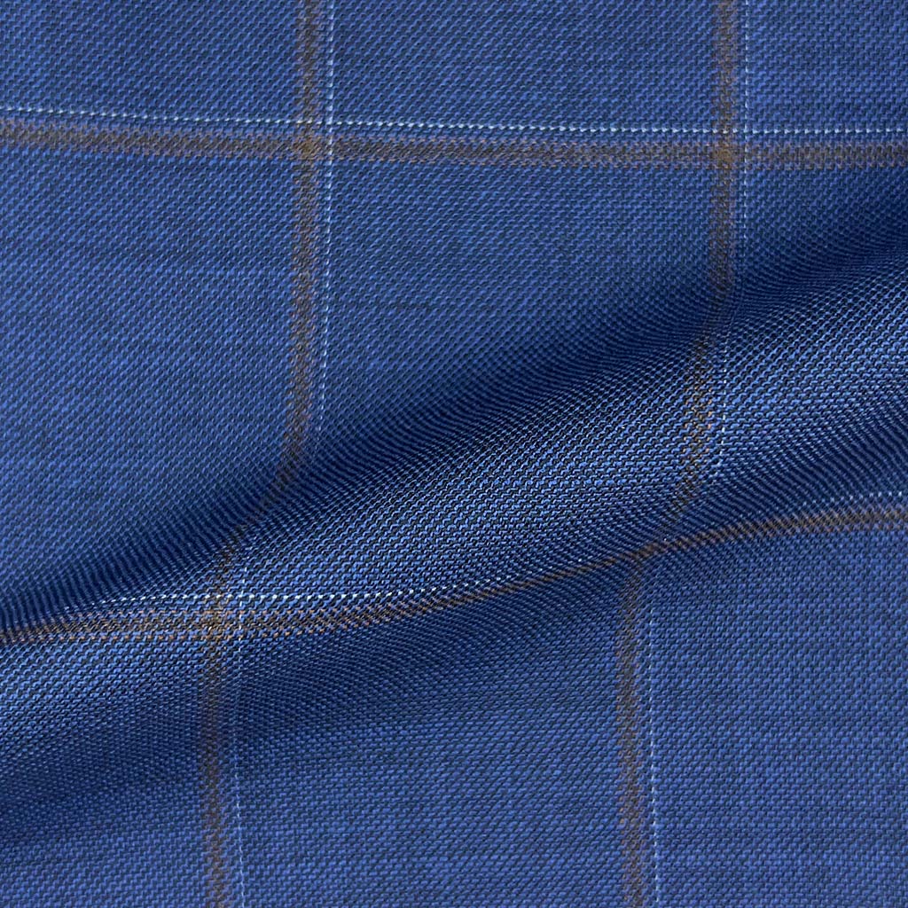 Westwood Hart Online Custom Hand Tailor Suits Sportcoats Trousers Waistcoats Overcoats Made To Measure Formalwear Tuxedo Aegean Blue Windowpane With Comfort Stretch