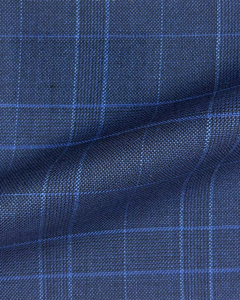 Westwood Hart Online Custom Hand Tailor Suits Sportcoats Trousers Waistcoats Overcoats Made To Measure Formalwear Tuxedo Navy With Royal Blue Glen Plaid With Comfort Stretch