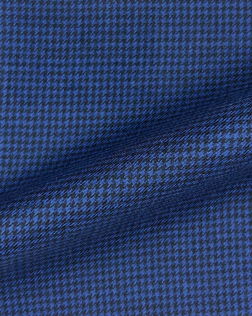 Westwood Hart Online Custom Hand Tailor Suits Sportcoats Trousers Waistcoats Overcoats Made To Measure Formalwear Tuxedo Royal Blue Houndstooth Flannel With Comfort Stretch