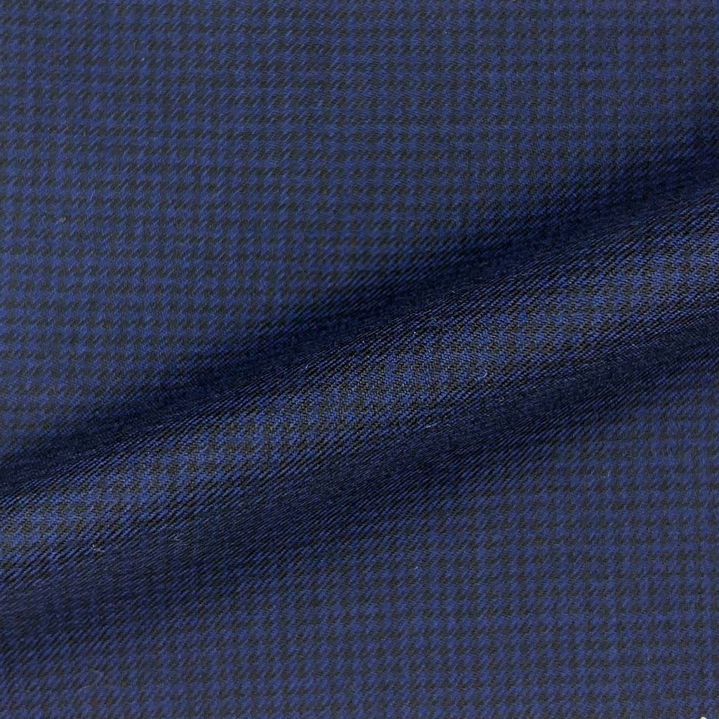 Westwood Hart Online Custom Hand Tailor Suits Sportcoats Trousers Waistcoats Overcoats Made To Measure Formalwear Tuxedo Midnight Blue Houndstooth Flannel With Comfort Stretch