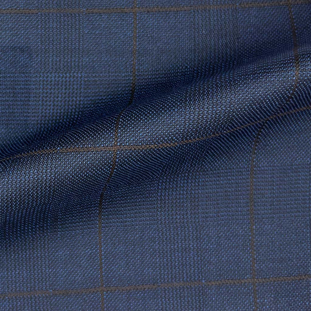 Westwood Hart Online Custom Hand Tailor Suits Sportcoats Trousers Waistcoats Overcoats Made To Measure Formalwear Tuxedo Navy Glen Plaid With Chocolate Brown Windowpane With Comfort Stretch