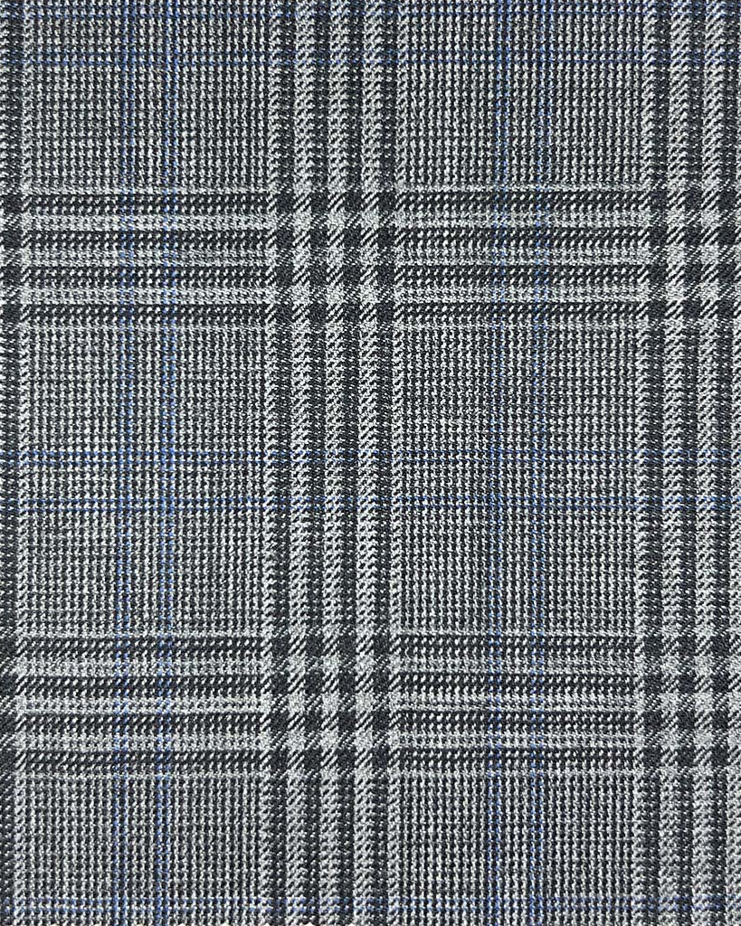 Westwood Hart Online Custom Hand Tailor Suits Sportcoats Trousers Waistcoats Overcoats Made To Measure Formalwear Tuxedo Dark Grey Glen Plaid With Navy Double Windowpane With Comfort Stretch