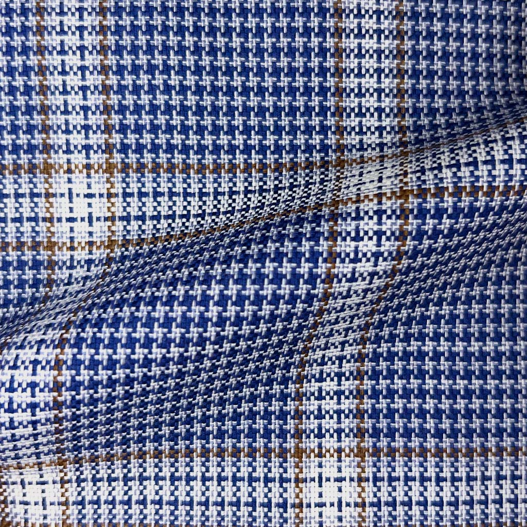 Westwood Hart Online Custom Hand Tailor Suits Sportcoats Trousers Waistcoats Overcoats Medium Blue With Brown Plaid