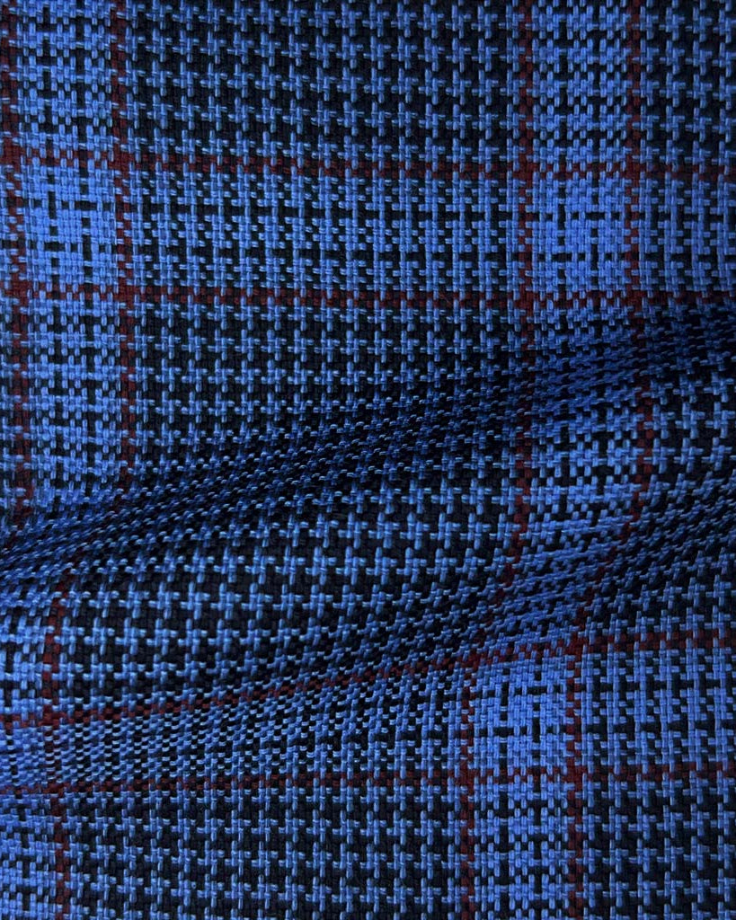 Westwood Hart Online Custom Hand Tailor Suits Sportcoats Trousers Waistcoats Overcoats Royal Blue With Eggplant Plaid
