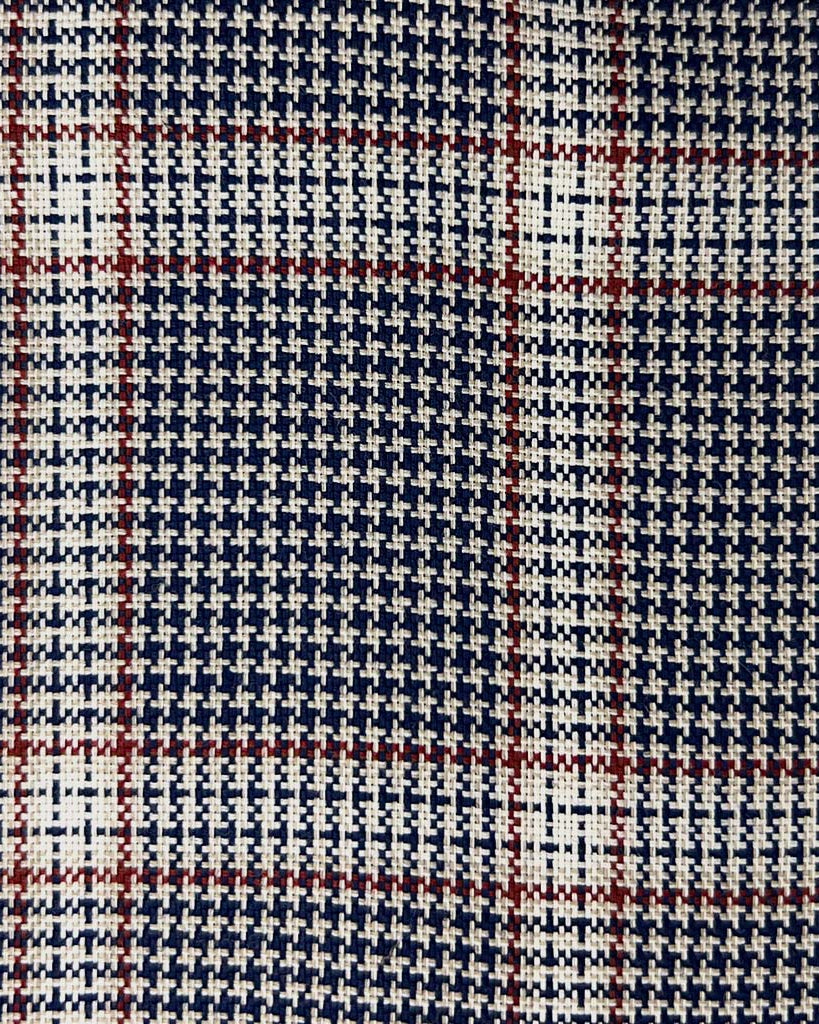 Westwood Hart Online Custom Hand Tailor Suits Sportcoats Trousers Waistcoats Overcoats Navy Houndstooth With Brick Red Plaid