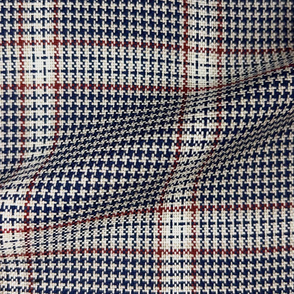 Westwood Hart Online Custom Hand Tailor Suits Sportcoats Trousers Waistcoats Overcoats Navy Houndstooth With Brick Red Plaid