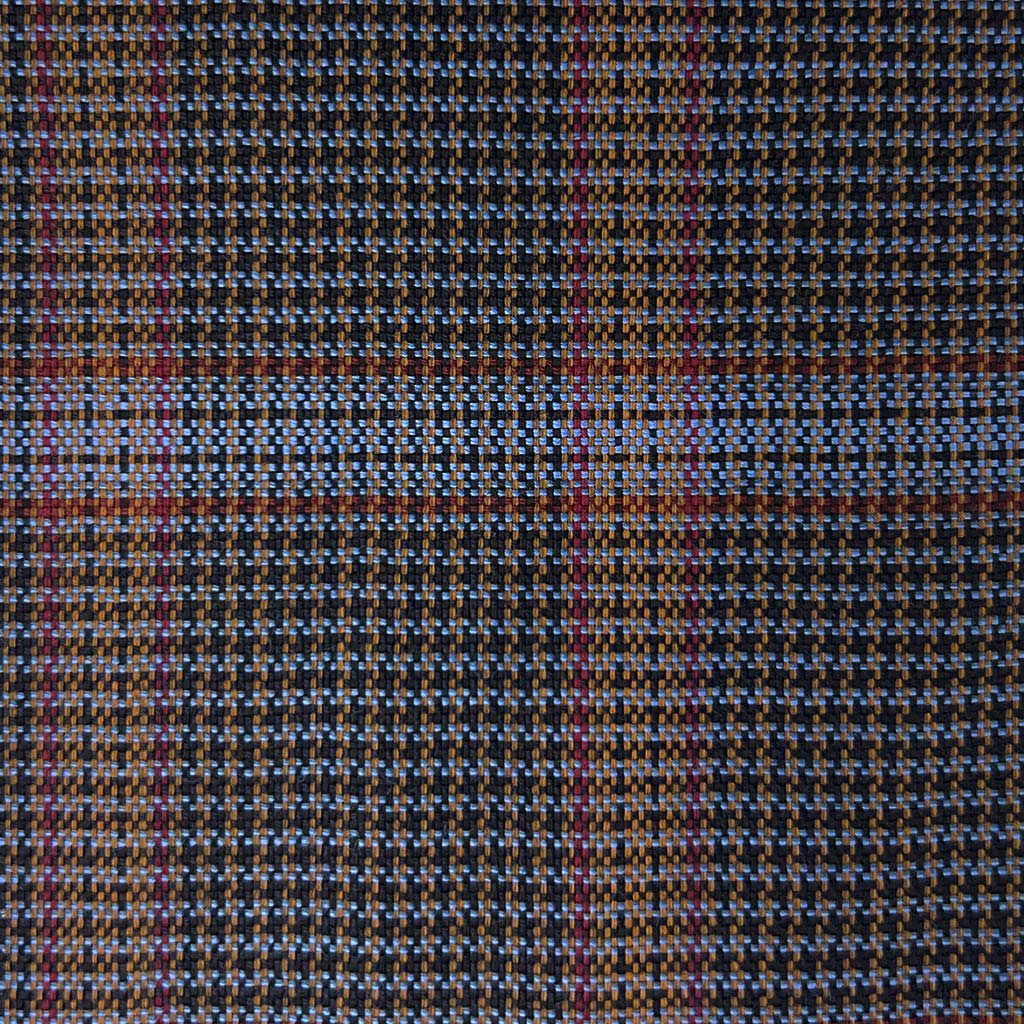 Westwood Hart Online Custom Hand Tailor Suits Sportcoats Trousers Waistcoats Overcoats Blue Black Houndstooth With Gold Plaid