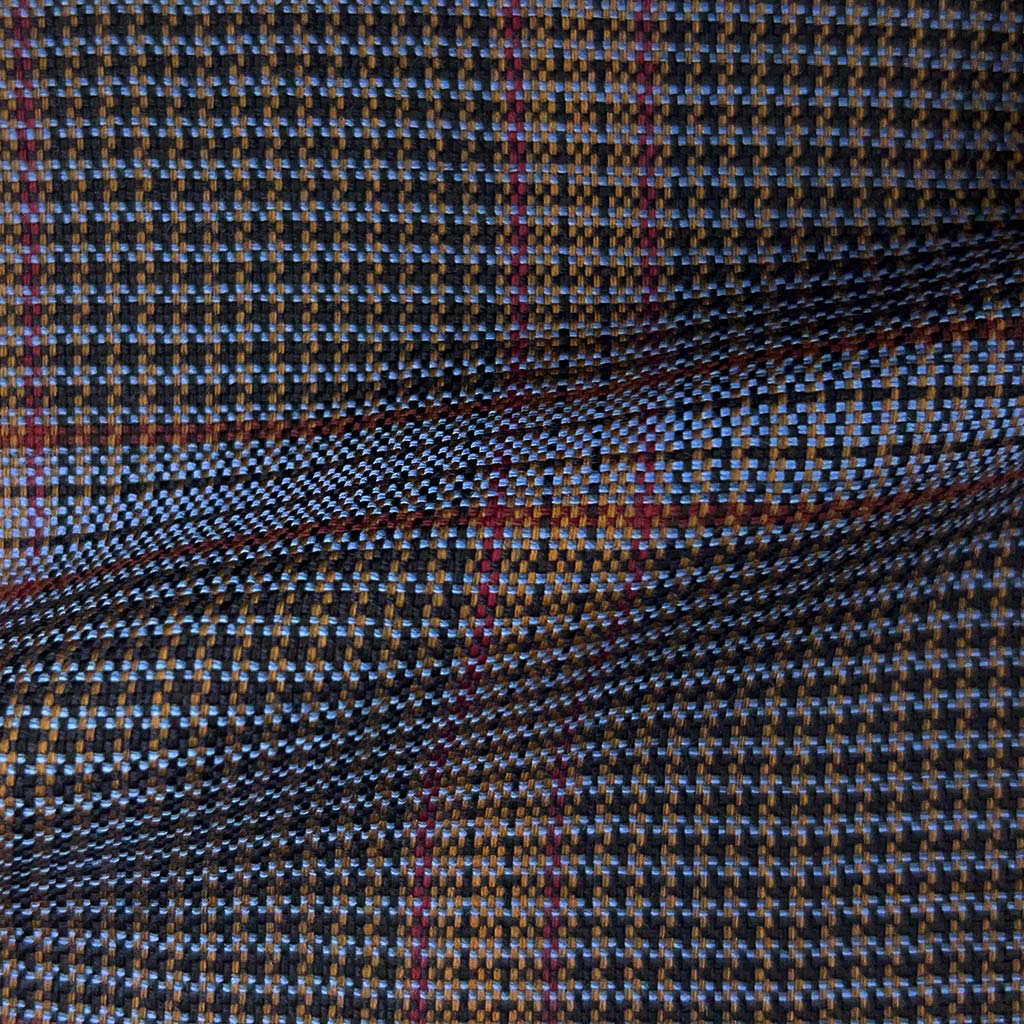 Westwood Hart Online Custom Hand Tailor Suits Sportcoats Trousers Waistcoats Overcoats Blue Black Houndstooth With Gold Plaid
