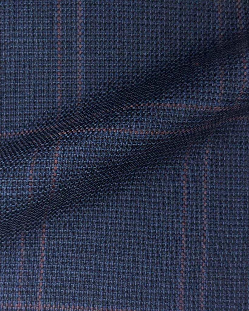 Westwood Hart Online Custom Hand Tailor Suits Sportcoats Trousers Waistcoats Overcoats Navy With Rouge Windowpane