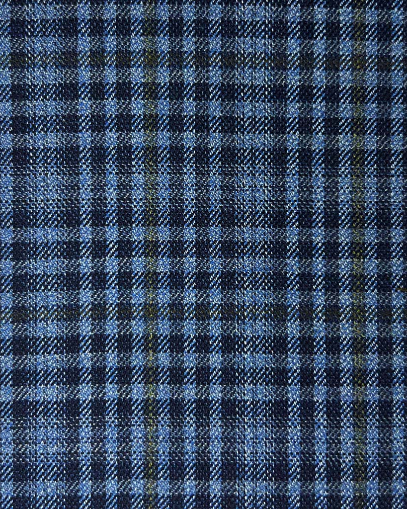 Westwood Hart Online Custom Hand Tailor Suits Sportcoats Trousers Waistcoats Overcoats Medium Blue With Fern Green Windowpane