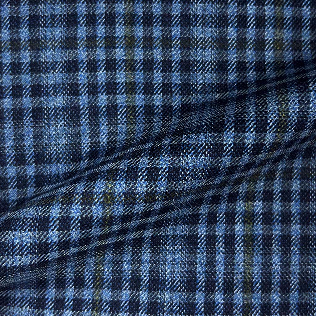 Westwood Hart Online Custom Hand Tailor Suits Sportcoats Trousers Waistcoats Overcoats Medium Blue With Fern Green Windowpane