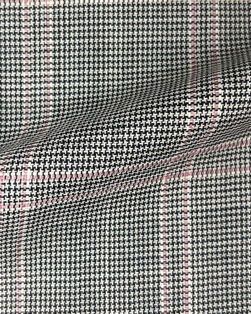 Westwood Hart Online Custom Hand Tailor Suits Sportcoats Trousers Waistcoats Overcoats Grey Houndstooth With Pink Windowpane