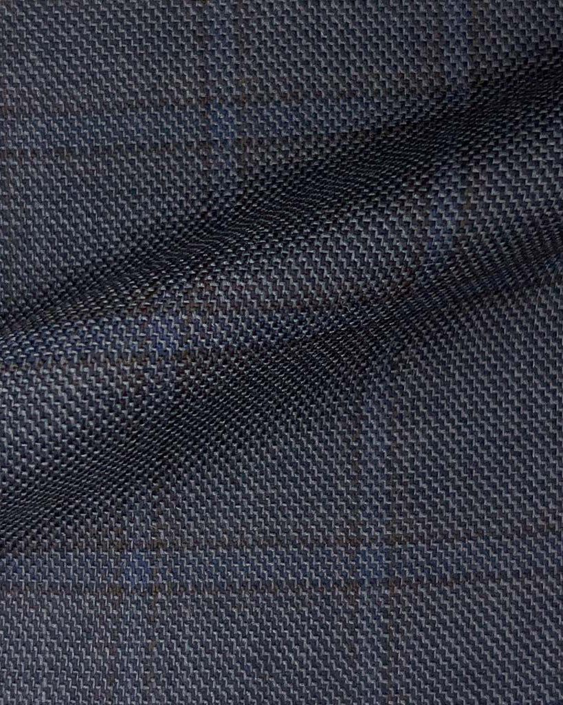 Westwood Hart Online Custom Hand Tailor Suits Sportcoats Trousers Waistcoats Overcoats Steel Navy Self Textured Windowpane