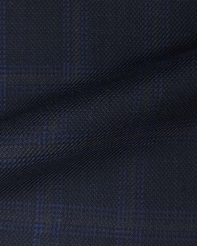 Westwood Hart Online Custom Hand Tailor Suits Sportcoats Trousers Waistcoats Overcoats Midnight Blue Self Textured Windowpane