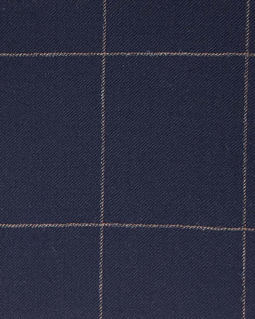 Vitale Barberis Canonico WOOL & MOHAIR Westwood Hart Online Custom Hand Tailor Suits Sportcoats Trousers Waistcoats Overcoats Made To Measure Formalwear Tuxedo Navy With Orange Windowpane