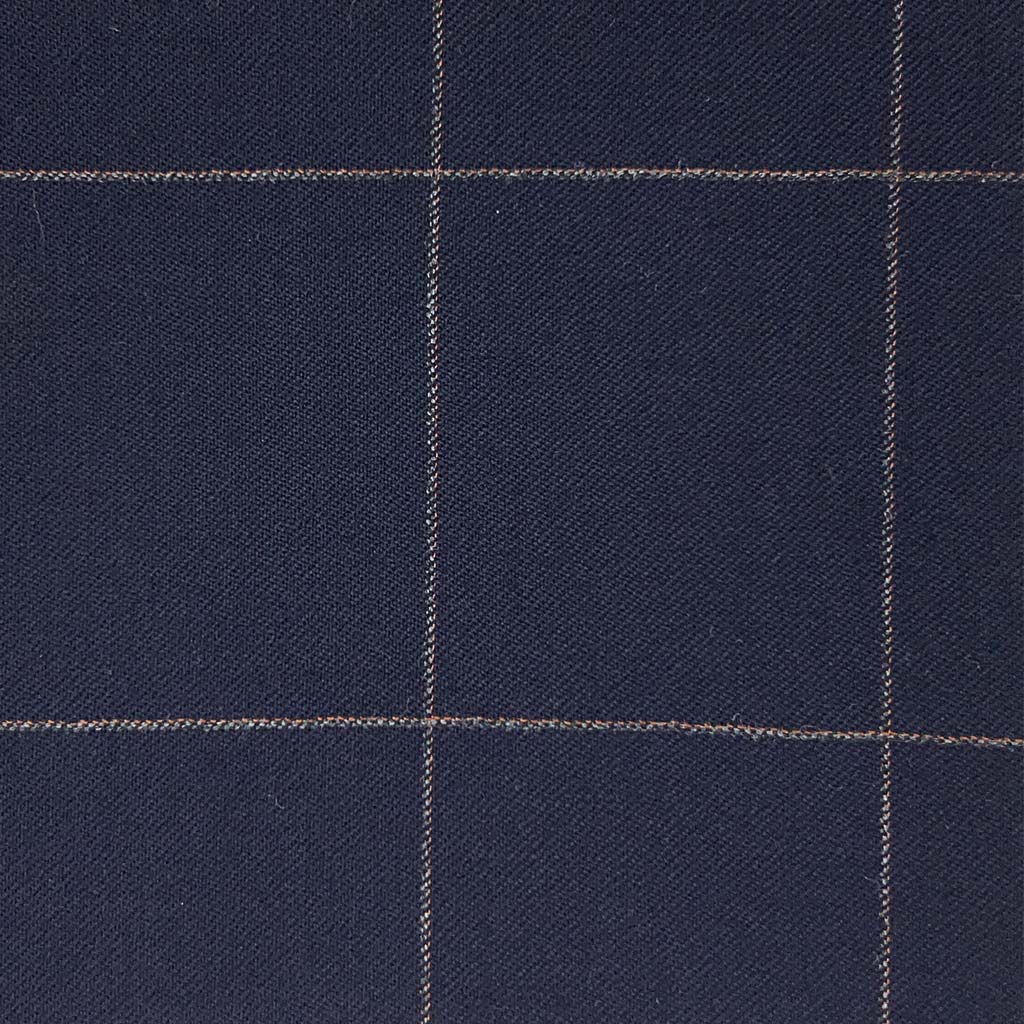 Vitale Barberis Canonico WOOL & MOHAIR Westwood Hart Online Custom Hand Tailor Suits Sportcoats Trousers Waistcoats Overcoats Made To Measure Formalwear Tuxedo Navy With Orange Windowpane