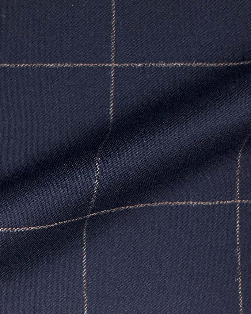 Vitale Barberis Canonico WOOL & MOHAIR Westwood Hart Online Custom Hand Tailor Suits Sportcoats Trousers Waistcoats Overcoats Made To Measure Formalwear Tuxedo Navy With Orange Windowpane