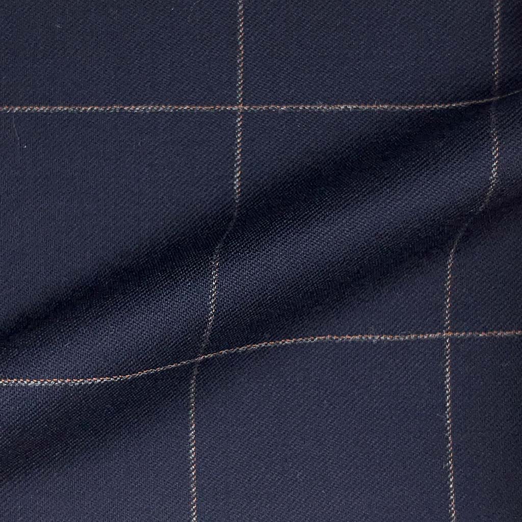 Vitale Barberis Canonico WOOL & MOHAIR Westwood Hart Online Custom Hand Tailor Suits Sportcoats Trousers Waistcoats Overcoats Made To Measure Formalwear Tuxedo Navy With Orange Windowpane