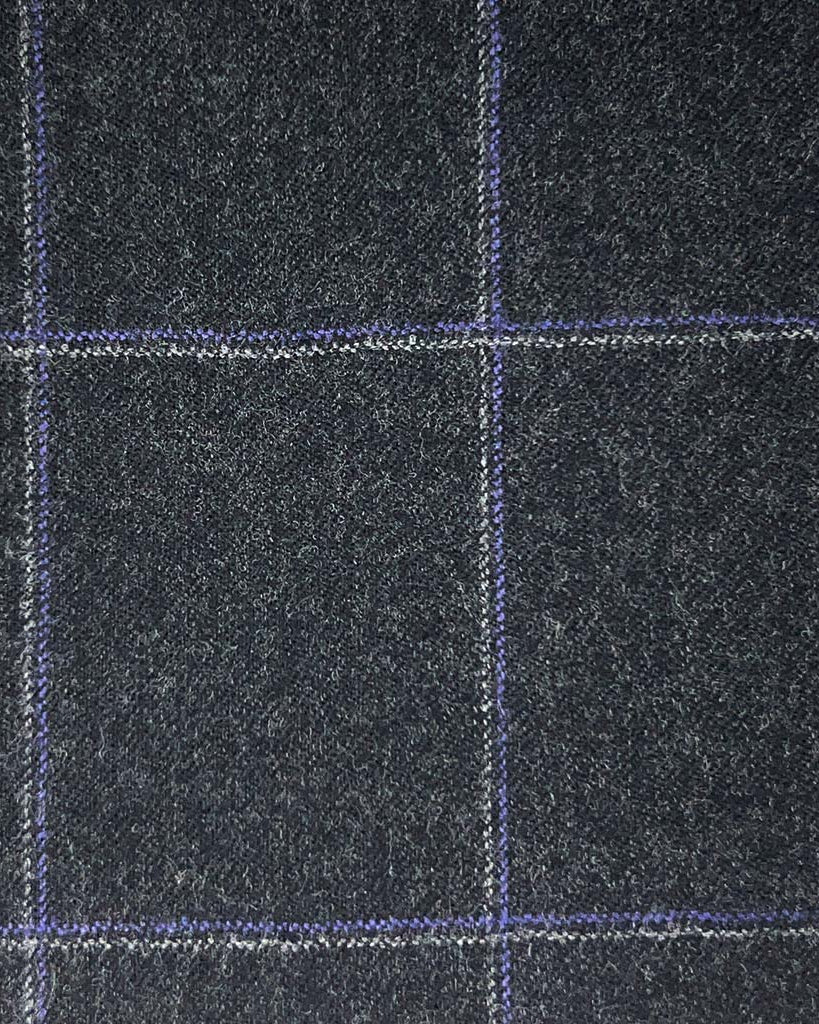 Vitale Barberis Canonico WOOL & MOHAIR Westwood Hart Online Custom Hand Tailor Suits Sportcoats Trousers Waistcoats Overcoats Made To Measure Formalwear Tuxedo Charcoal Grey With Purple Windowpane