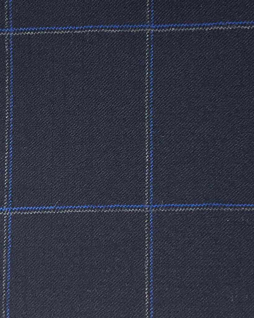Vitale Barberis Canonico WOOL & MOHAIR Westwood Hart Online Custom Hand Tailor Suits Sportcoats Trousers Waistcoats Overcoats Made To Measure Formalwear Tuxedo Navy With Blue And Grey Windowpane