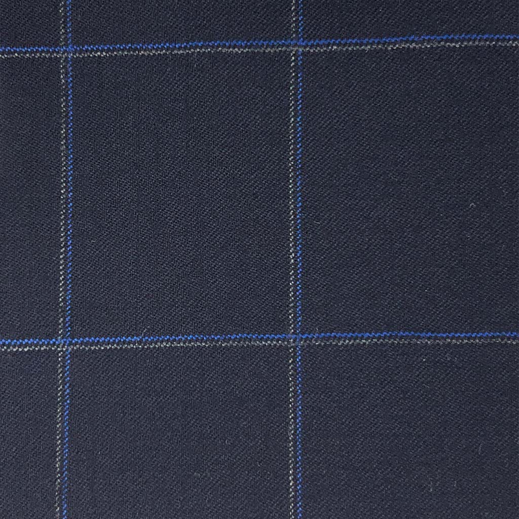 Vitale Barberis Canonico WOOL & MOHAIR Westwood Hart Online Custom Hand Tailor Suits Sportcoats Trousers Waistcoats Overcoats Made To Measure Formalwear Tuxedo Navy With Blue And Grey Windowpane