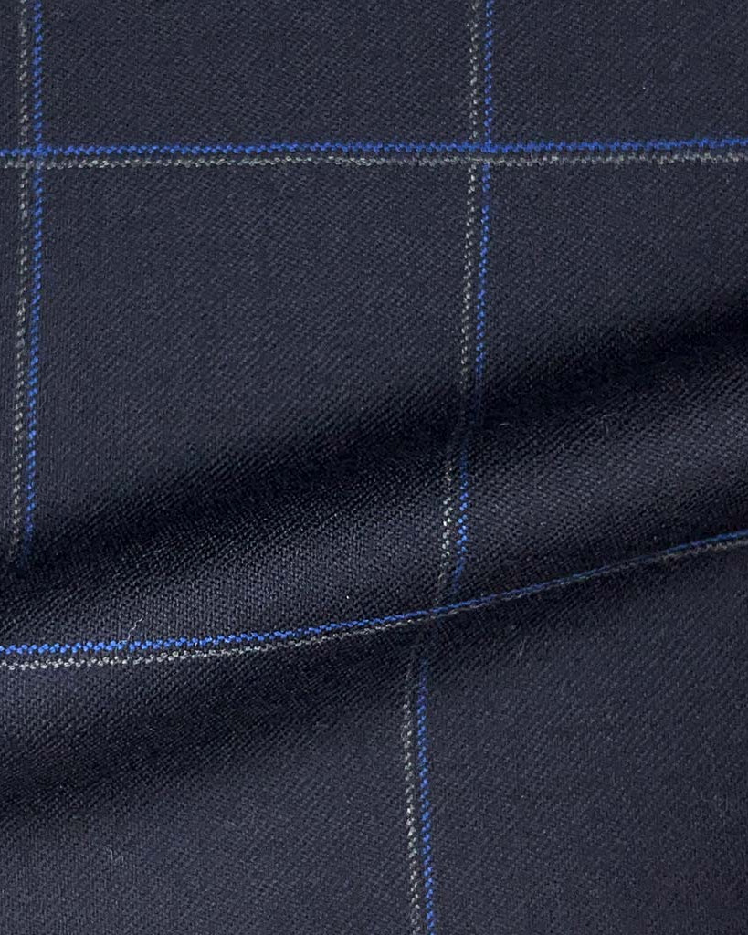 Vitale Barberis Canonico WOOL & MOHAIR Westwood Hart Online Custom Hand Tailor Suits Sportcoats Trousers Waistcoats Overcoats Made To Measure Formalwear Tuxedo Navy With Blue And Grey Windowpane